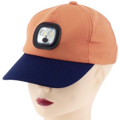 DZIECIĘCA CZAPKA Z DASZKIEM PATROLÓWKA CZOŁÓWKA LED USB POMARAŃCZ