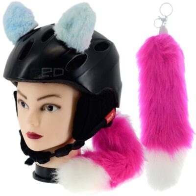 OZDOBA DO KASKU NARCIARSKIEGO MOTOCYKLOWEGO NA RZEPY USZY KITA ŚWIECĄCA RÓŻ