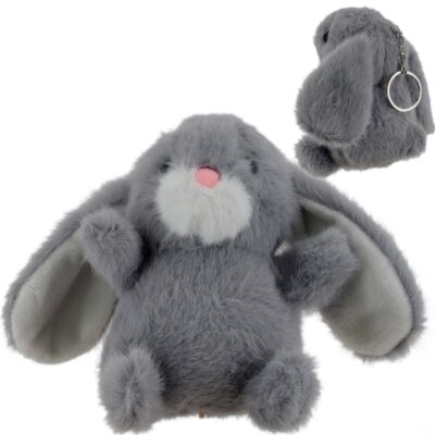 BRELOK ZAWIESZKA KRÓLIK Z SZTUCZNEGO FUTERKA SZARY