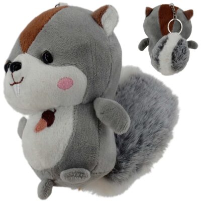 BRELOK ZAWIESZKA WIEWIÓRKA Z SZTUCZNEGO FUTERKA SZARA
