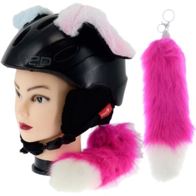 OZDOBA DO KASKU NARCIARSKIEGO MOTOCYKLOWEGO NA RZEPY USZY KITA ŚWIECĄCA RÓŻ