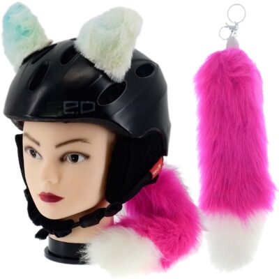 OZDOBA DO KASKU NARCIARSKIEGO MOTOCYKLOWEGO NA RZEPY USZY KITA ŚWIECĄCA RÓŻ