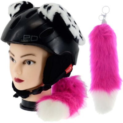 OZDOBA DO KASKU NARCIARSKIEGO MOTOCYKLOWEGO NA RZEPY USZY KITA ŚWIECĄCA RÓŻ