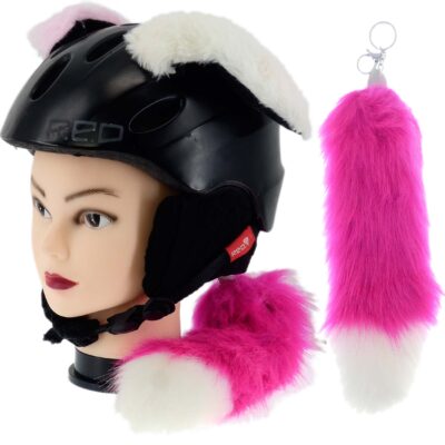 OZDOBA DO KASKU NARCIARSKIEGO MOTOCYKLOWEGO NA RZEPY USZY KITA ŚWIECĄCA RÓŻ