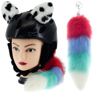 OZDOBA DO KASKU NARCIARSKIEGO NA RZEPY USZY ŁATKI KITA ŚWIECĄCA LED KOLOR