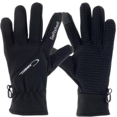 RĘKAWICZKI SOFTSHELL NA NARTY ROWER SPACERY DOTYK DO TELEFONÓW CZARNE L