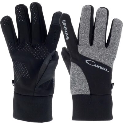 RĘKAWICE SOFTSHELL NA NARTY ROWER SPACERY DOTYK DO TELEFONÓW CZARNO SZARE S